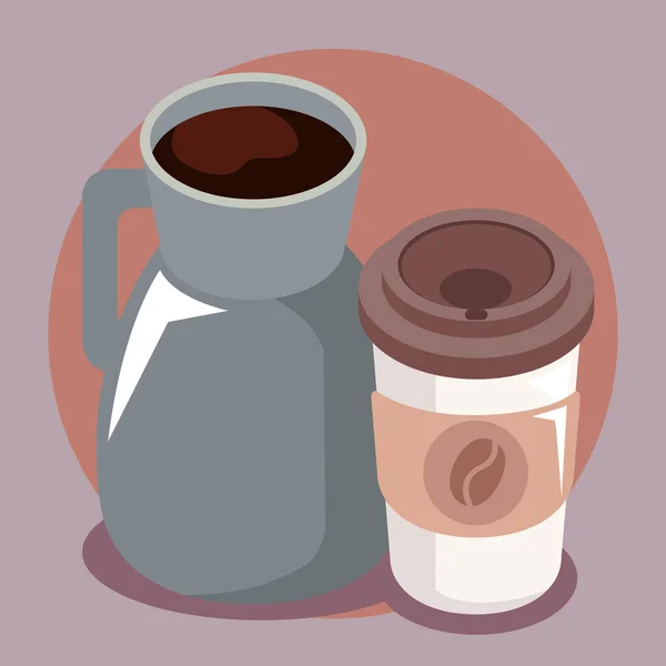 Coffee Isometric Pot Teapot Icons — Stockový vektor