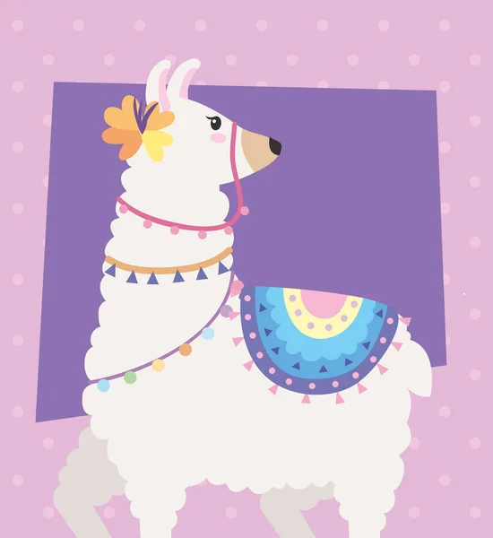 Sweet Llama Dotted Background Character — ストックベクタ