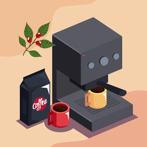 Coffee Isometric Appliance Cups Icons — Stockvector