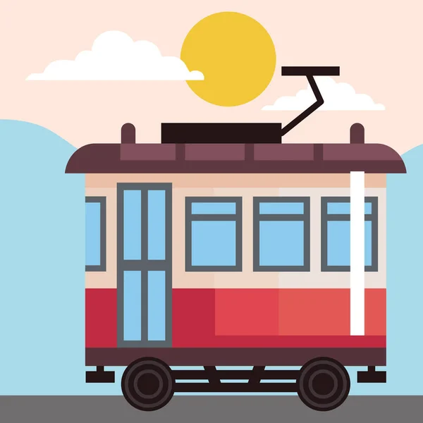 Tram Portugal Culture Transport Scene — Stock Vector