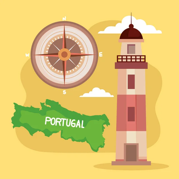 Portugal Lettering Map Scene — Stock Vector