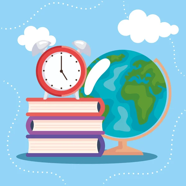 Books Alarm Earth Planet Supplies — Archivo Imágenes Vectoriales