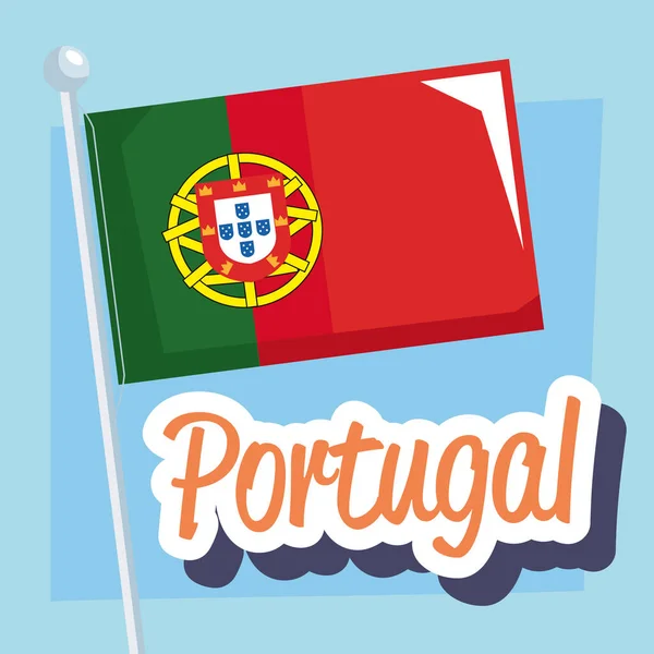 Lettering Portugal Com Cena Bandeira —  Vetores de Stock