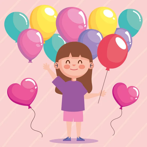 Girl Birthday Balloon Helium Character — Stockvektor