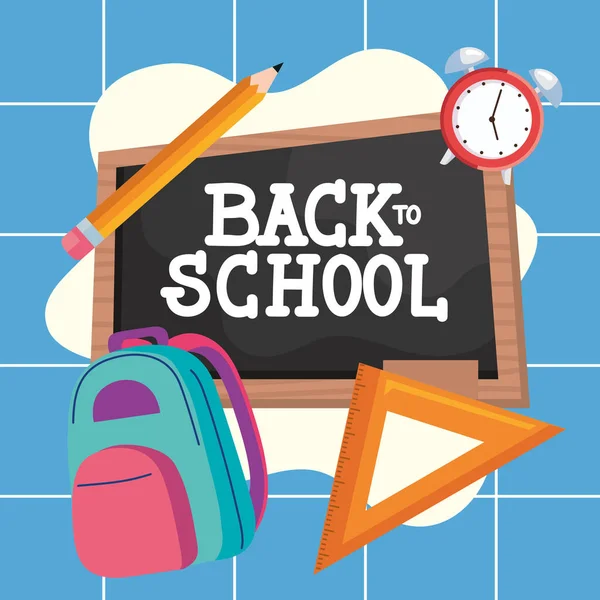 Back School Lettering Chalkboard Poster — Stock Vector