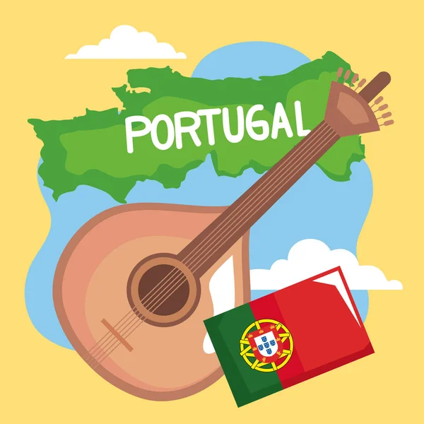 Portugal Lettering Fado Card — Stock Vector