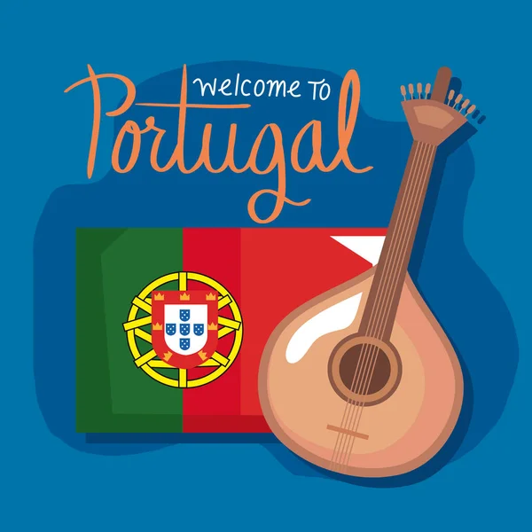 Bem Vindo Portugal Lettering Com Bandeira —  Vetores de Stock