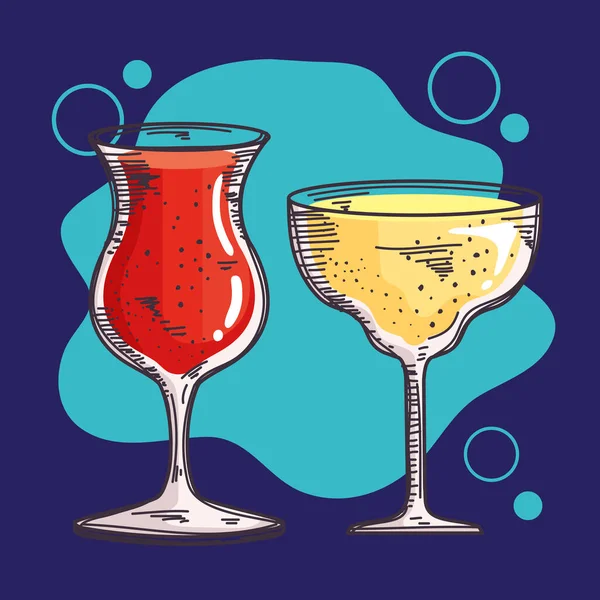 Red Yellow Drinks Pair Icons —  Vetores de Stock