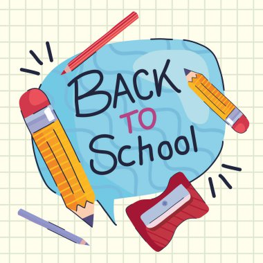 back to school lettering in speech bubble poster