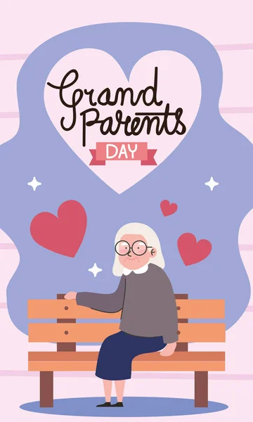 Grandparents Day Lettering Grandma Card - Stok Vektor