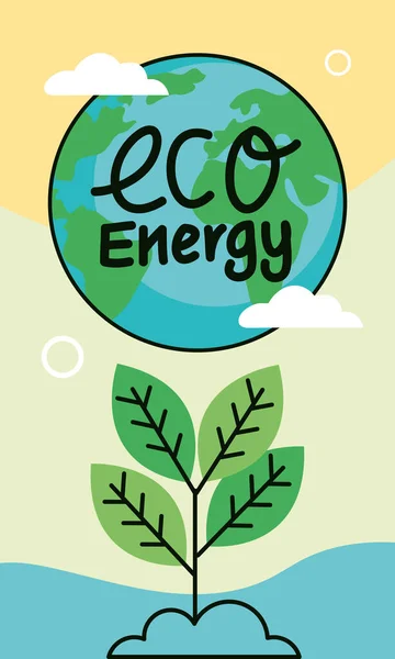 Эко Энергетическая Надпись Плакате Планеты Земля — стоковый вектор