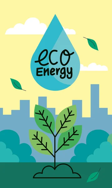 Eco Energy Lettering Drop Poster — Vector de stock