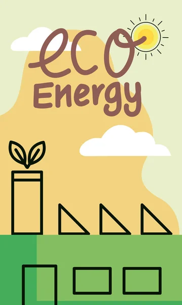 Eco Ενέργειας Γράμματα Αφίσα Εργοστάσιο — Διανυσματικό Αρχείο