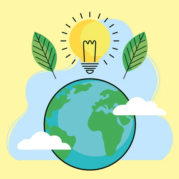 Bulb Earth Planet Eco Energy — Stock vektor