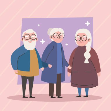 old persons standing positions characters