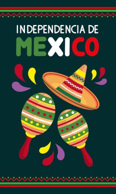 independencia de mexico lettering with hat poster