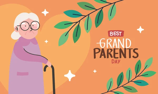 Grandparents Day Lettering Grandmom Card — Stockvektor