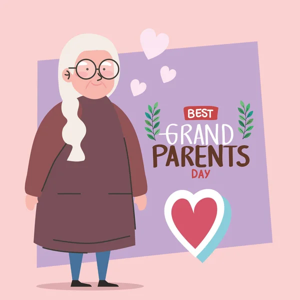 Grandparents Day Lettering Grandmom Heart Card — Stock Vector