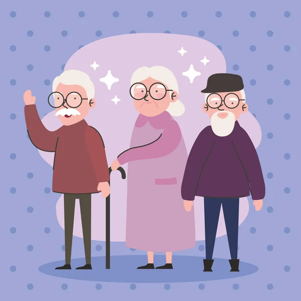 Group Grandparents Standing Characters — Stock Vector