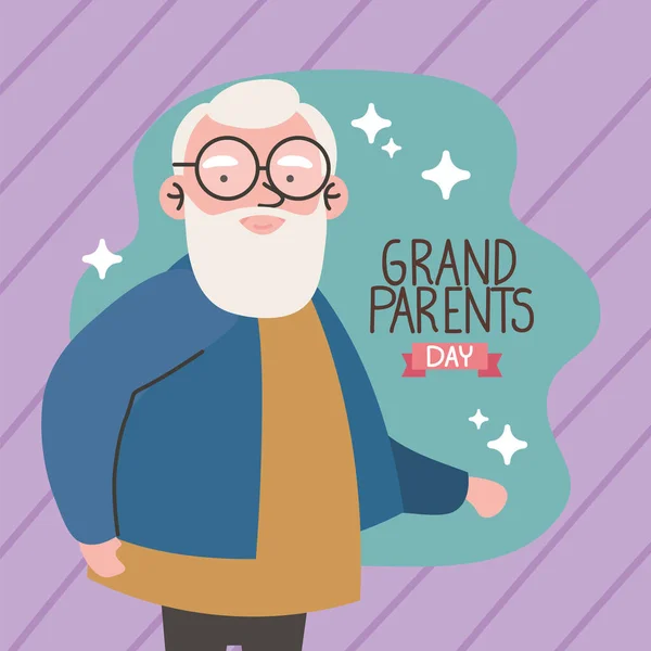 Grandparents Day Lettering Grandpa Standing Card — Vetor de Stock