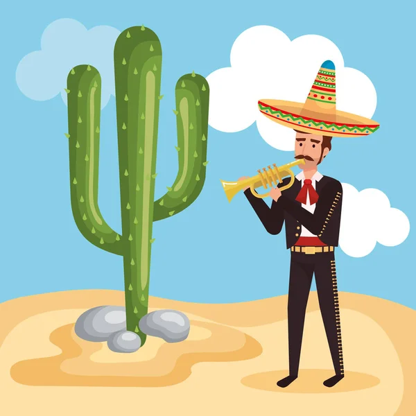 Mexican Celebration Mariachi Poster — Vector de stock