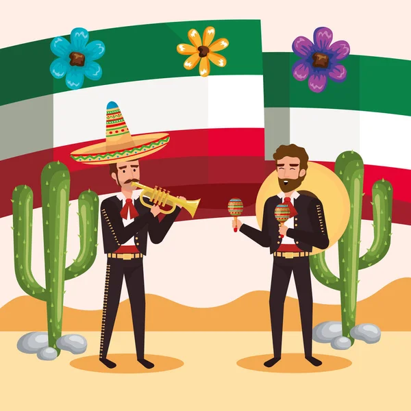 Celebración Mexicana Con Cartel Mariachis — Archivo Imágenes Vectoriales