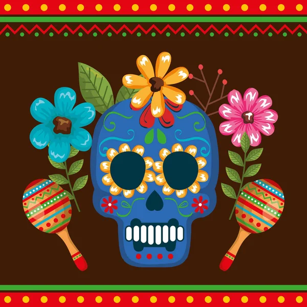 Mexican Celebration Skull Poster — ストックベクタ
