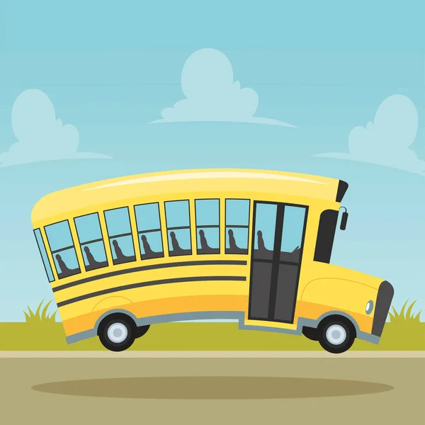 School Bus Jumping Road — Archivo Imágenes Vectoriales