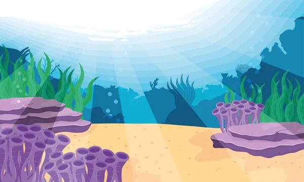 Coral Reefs Seaweed Scene — ストックベクタ