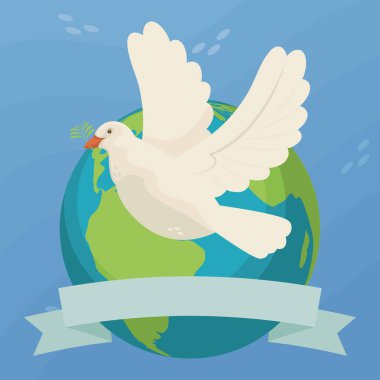 dove with earth and ribbon poster