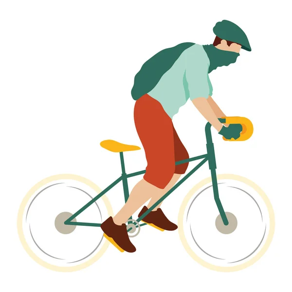 Deporte Hombre Montar Bicicleta Carácter — Archivo Imágenes Vectoriales