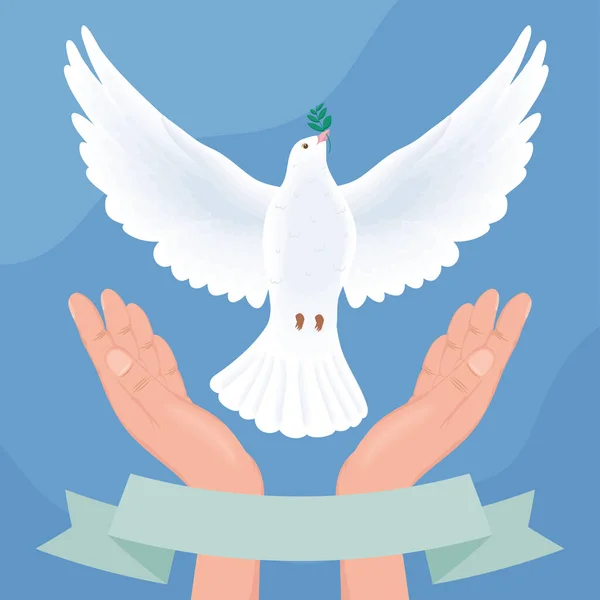 Hands Protecting Peace Dove Poster — Stock Vector