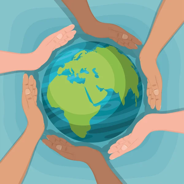 Diversity Hands World Scene — Vector de stock