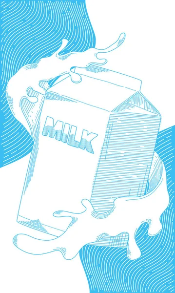 Milk Box Splashing Blue Poster — Stock vektor