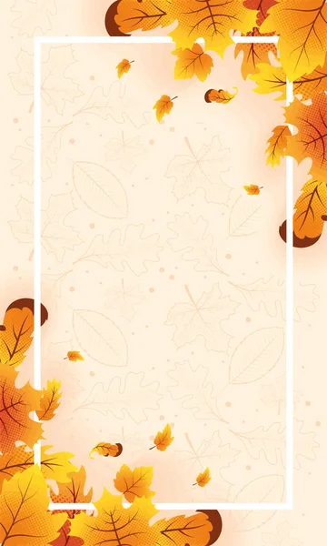 Autumn Season Leaves Frame Postcard — Stok Vektör