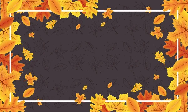 Autumn Season Rectangle Frame Postcard — Image vectorielle