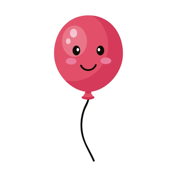 Ballon Rouge Hélium Kawaii Caractère — Image vectorielle