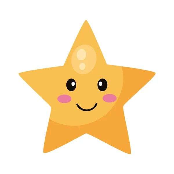 Golden Star Kawaii Comic Character — Stockvector
