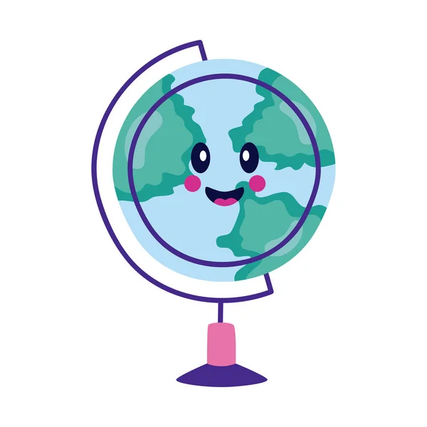 Earth Planet Kawaii School Supply Icon — Archivo Imágenes Vectoriales