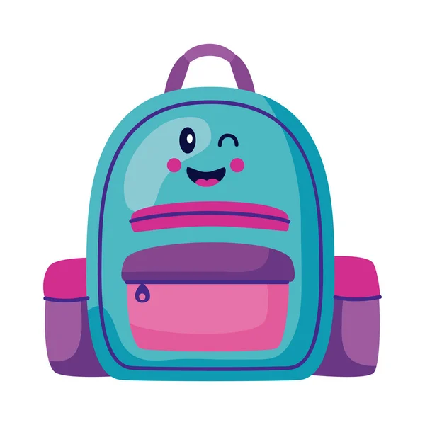 Schoolbag Supply School Kawaii Icon — Stock vektor