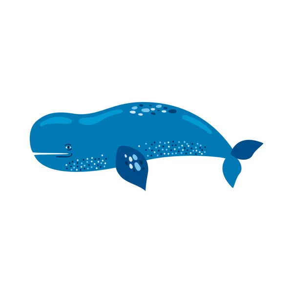 Bowhead Whale Sealife Icona Animale — Vettoriale Stock