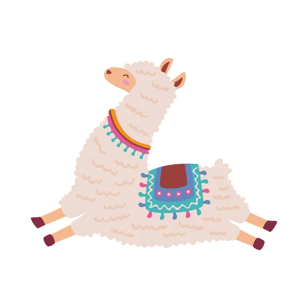 Bonito Llama Jumping Perubian Personagem —  Vetores de Stock