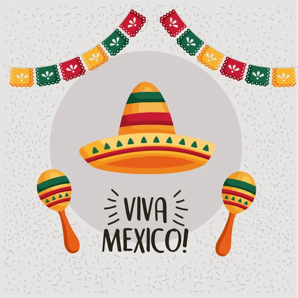 Viva Mexico Letras Con Sombrero — Vector de stock