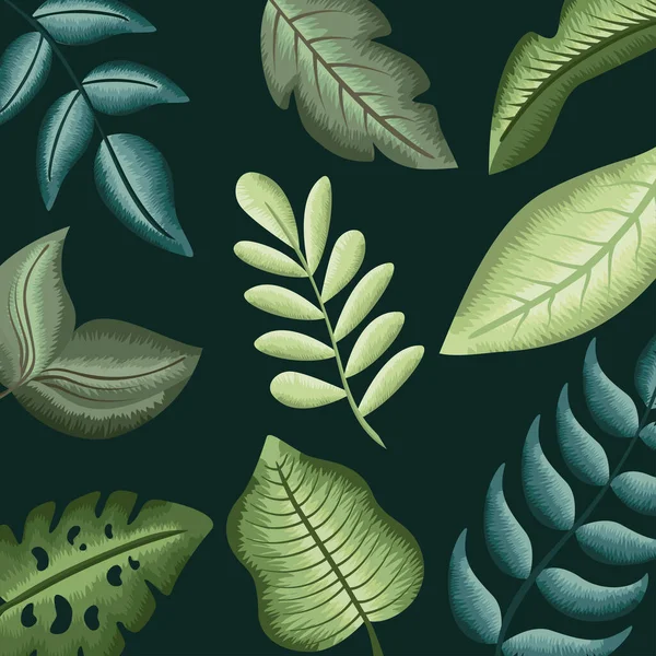 Nature Leafs Plants Pattern Background — Stockový vektor