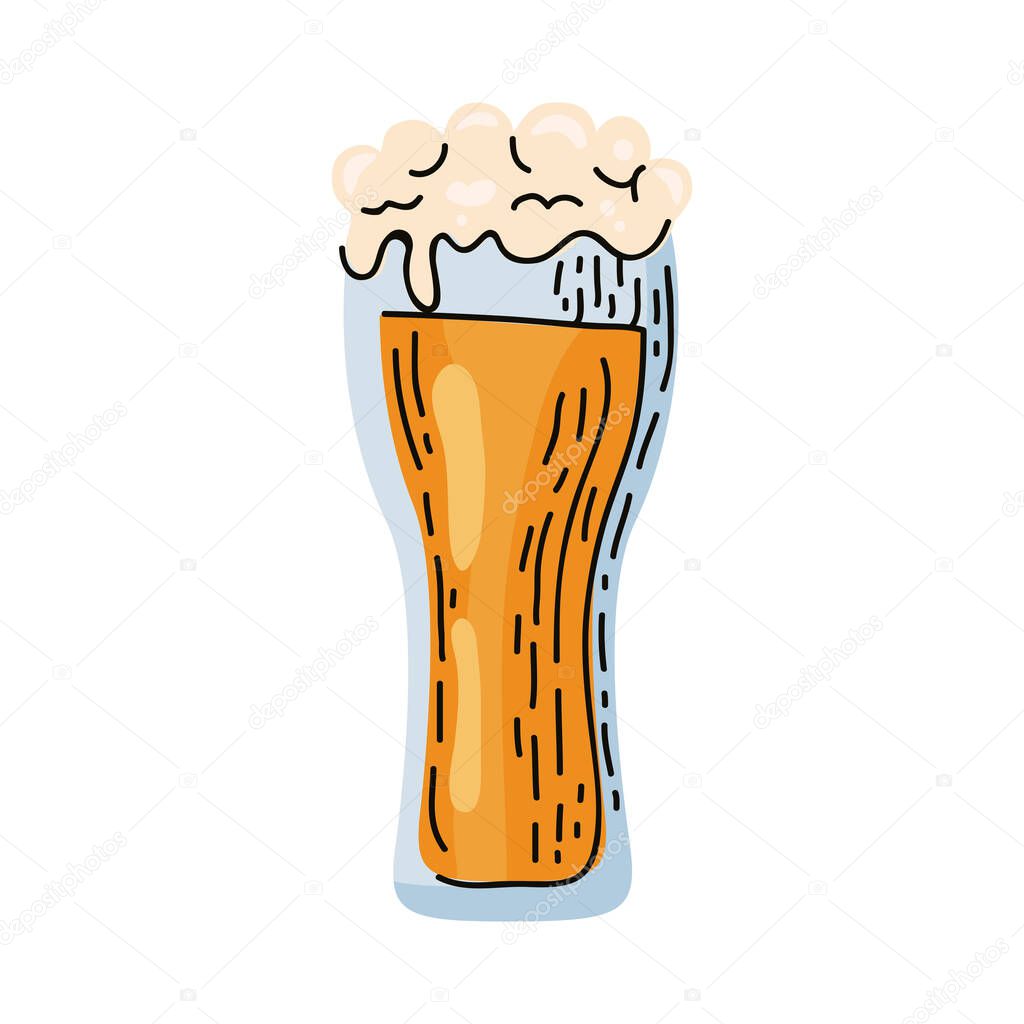 beer in glass with foam