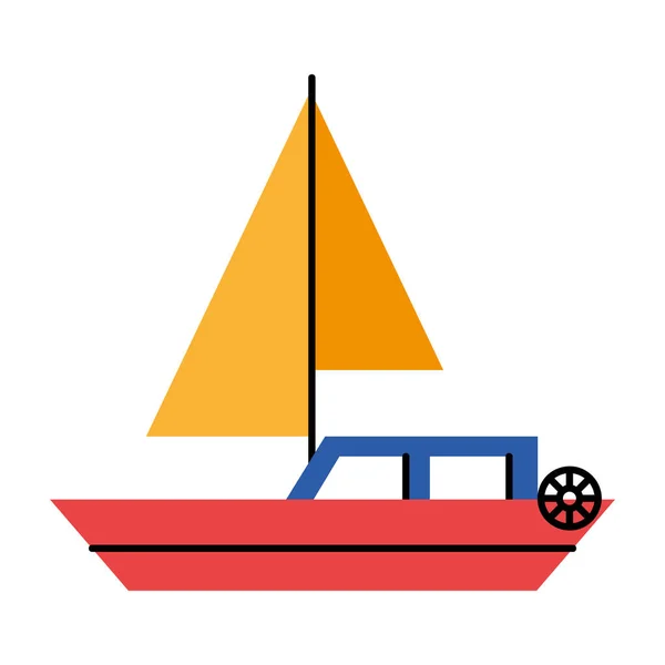 Red Sailboat Mean Transport Icon —  Vetores de Stock