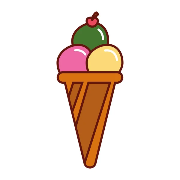 Ice Cream Sweet Cone Product —  Vetores de Stock