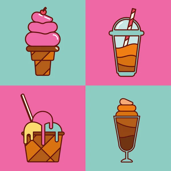 Four Ice Creams Set Products — Stock vektor