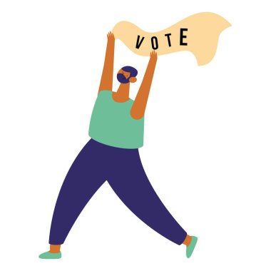 bearded male voter with flag