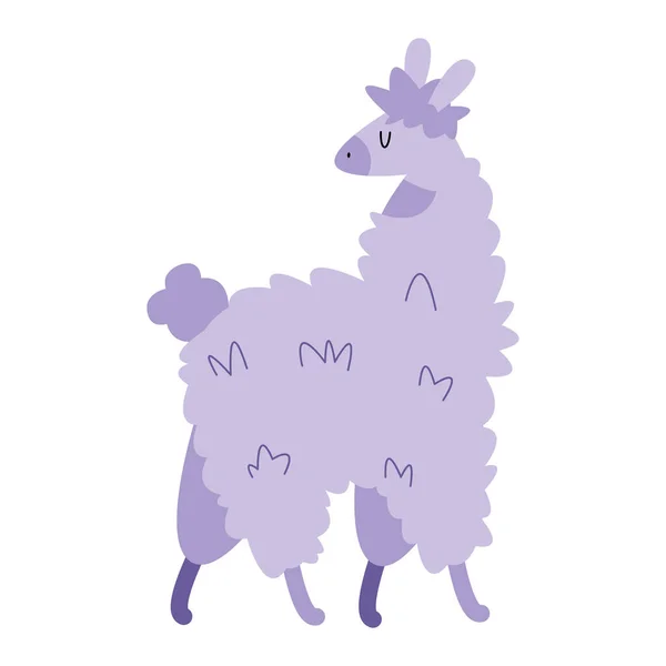 Lilac Llama Perubian Animal Character — Stock vektor